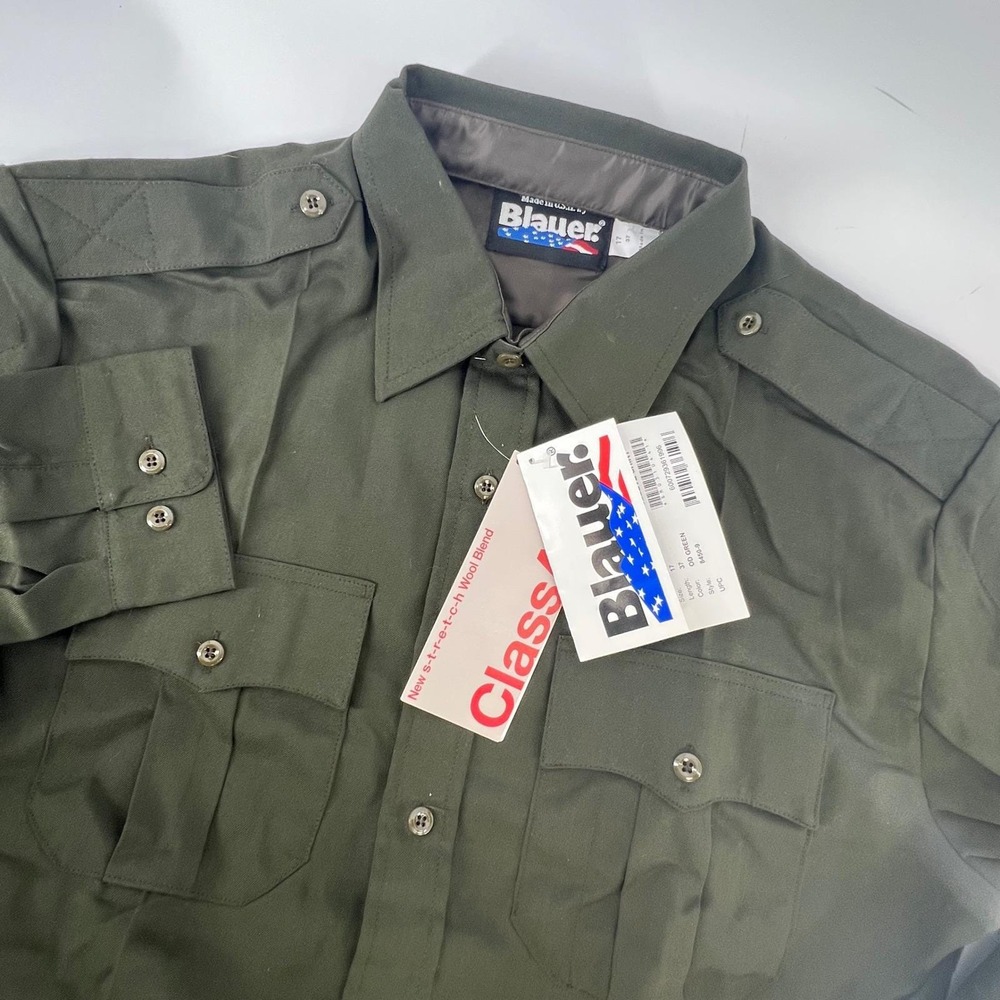 Blauer ClassAct 8450-9 Mens OD Green Military Police Uniform Shirt 17 37 NWT USA